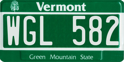 VT license plate WGL582