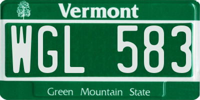 VT license plate WGL583