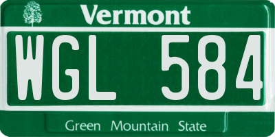 VT license plate WGL584