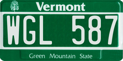 VT license plate WGL587