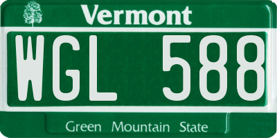VT license plate WGL588