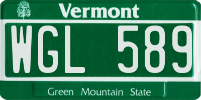 VT license plate WGL589