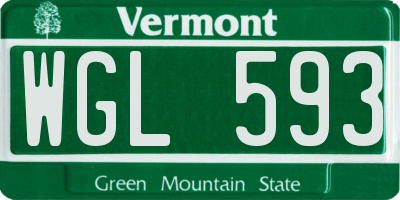 VT license plate WGL593