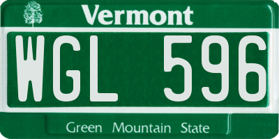VT license plate WGL596