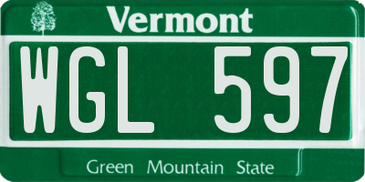 VT license plate WGL597