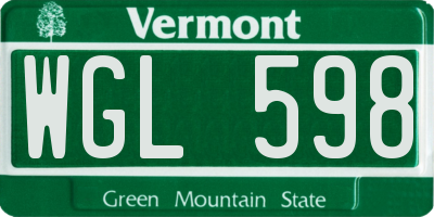 VT license plate WGL598
