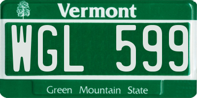VT license plate WGL599