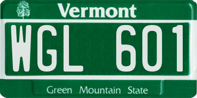 VT license plate WGL601