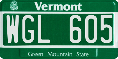 VT license plate WGL605