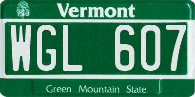 VT license plate WGL607