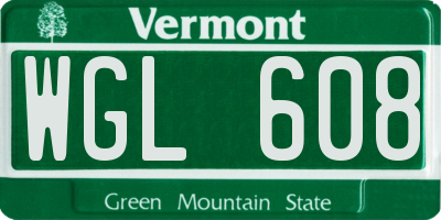 VT license plate WGL608