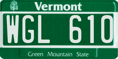 VT license plate WGL610