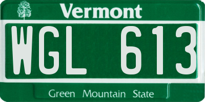 VT license plate WGL613