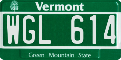 VT license plate WGL614