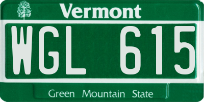 VT license plate WGL615