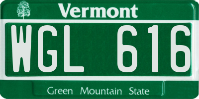 VT license plate WGL616