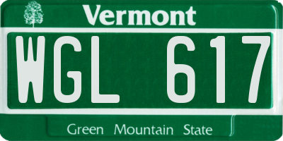 VT license plate WGL617