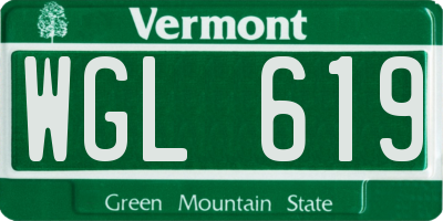VT license plate WGL619
