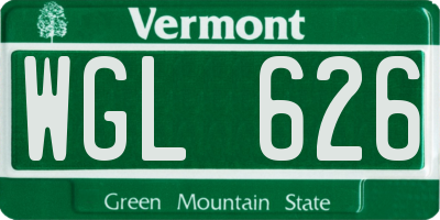 VT license plate WGL626