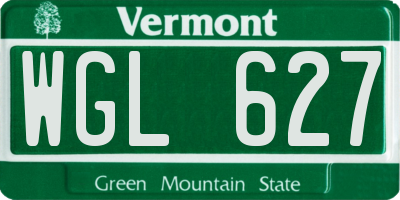 VT license plate WGL627