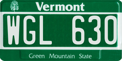 VT license plate WGL630