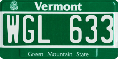 VT license plate WGL633
