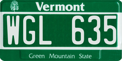 VT license plate WGL635