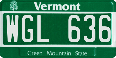 VT license plate WGL636