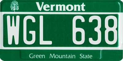 VT license plate WGL638