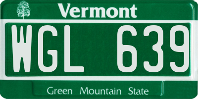 VT license plate WGL639