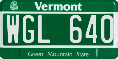 VT license plate WGL640