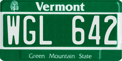VT license plate WGL642