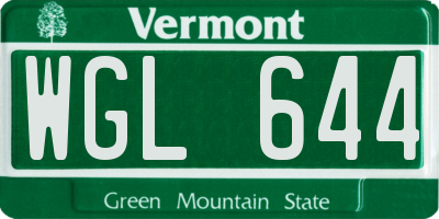 VT license plate WGL644