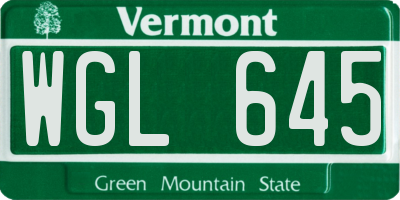 VT license plate WGL645