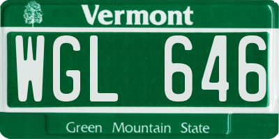 VT license plate WGL646