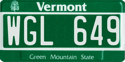 VT license plate WGL649