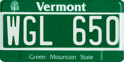 VT license plate WGL650