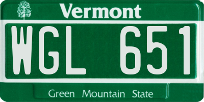 VT license plate WGL651