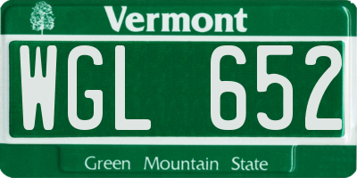 VT license plate WGL652