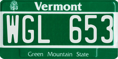 VT license plate WGL653