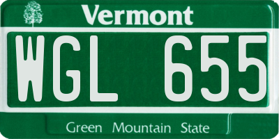 VT license plate WGL655