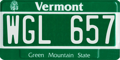 VT license plate WGL657