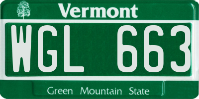 VT license plate WGL663