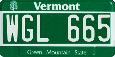 VT license plate WGL665