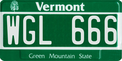 VT license plate WGL666