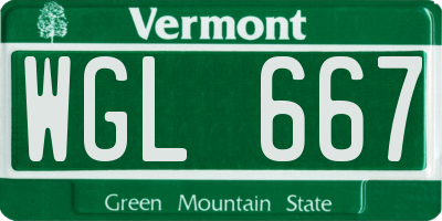 VT license plate WGL667