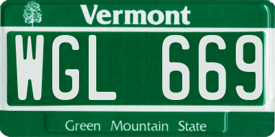 VT license plate WGL669