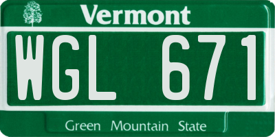 VT license plate WGL671