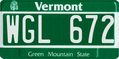VT license plate WGL672