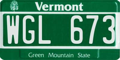 VT license plate WGL673